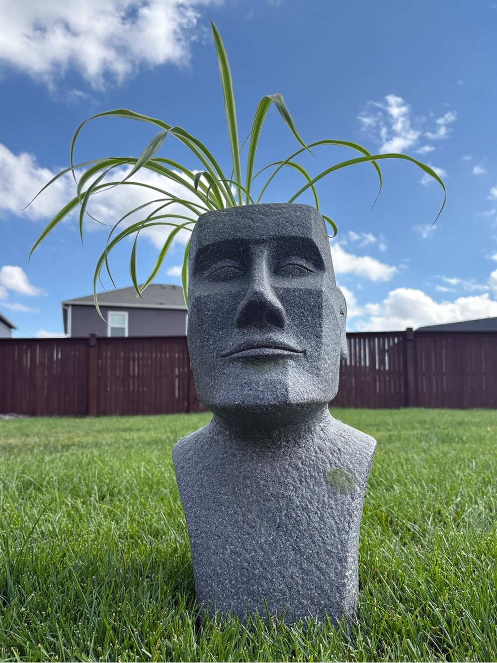 Modern Grey Stone Head Planter - Home Art